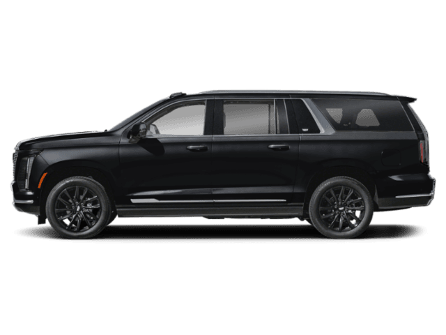 Side profile of a black Cadillac Escalade SUV