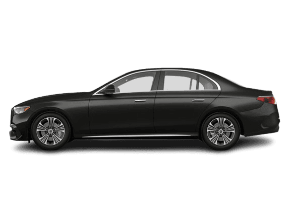 Side profile of a black Mercedes-Benz E-Class sedan