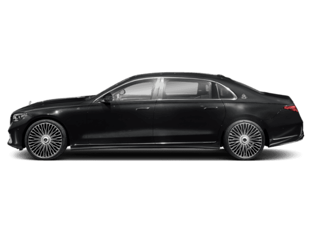 Side profile of a black Mercedes-Benz S-Class sedan